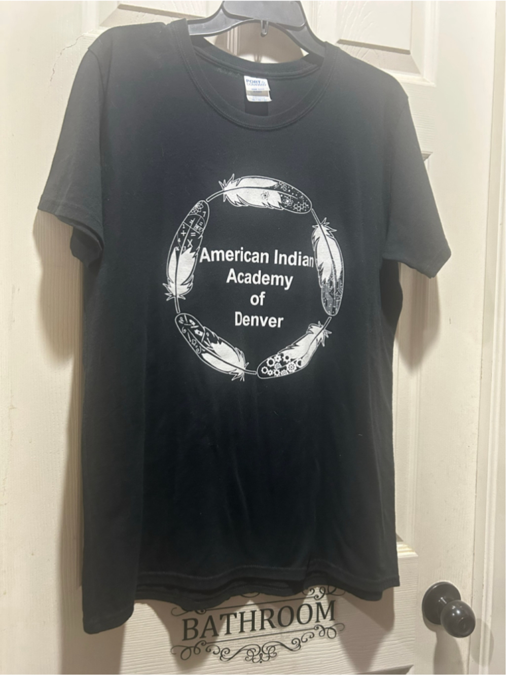Women's Port & Company Black Graphic Tee, Size XL, American Indian Academy